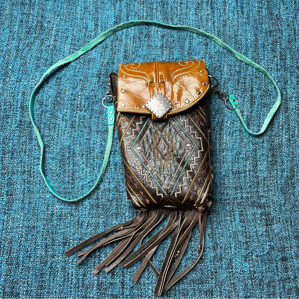 Roper Handmade in Mexico Upcycled Cowgirl Boot Crossbody Purse Western Fringe